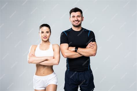 Premium Photo Team Of Fitness Coaches Man And Woman Isolated On White