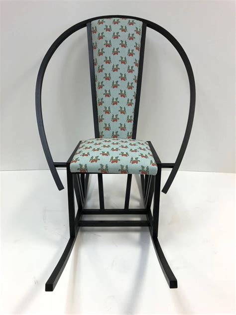 Unique Japanese Rocking Chair With A Black Lacquered Oak Frame For Sale