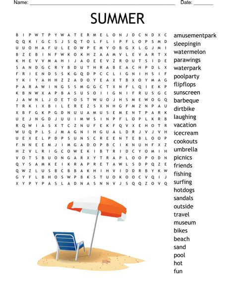Summer Word Search Wordmint