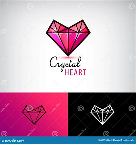 Vector Crystal Heart Icon Jewelry Logo Love Diamond Stock Vector