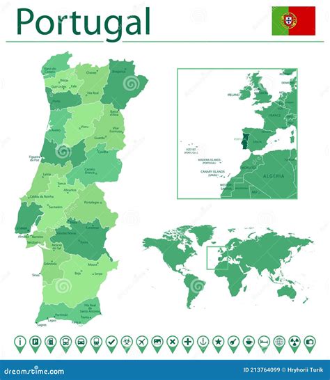 Portugal Mapa Detallado Y Bandera Portugal En El Mapa Del Mundo