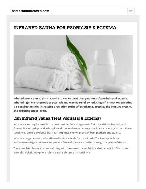 Treat Psoriasis And Eczema With Infrared Sauna