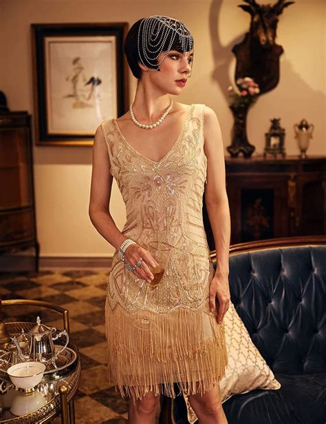 Babeyond Womens Flapper Dresses 1920s V Neck Beaded Fringed Great Gatsby Dress In 2023 Great