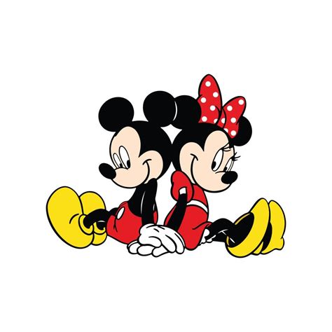 Mickey And Minnie Couple Sitting Back To Back Mouse Digital Etsy
