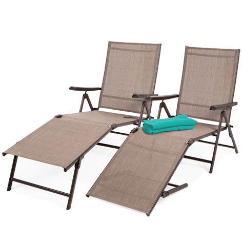 Best Choice Products Set Of 2 Outdoor Adjustable Folding Chaise Lounge