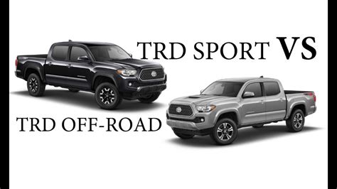 I've owned the 18 sport and now off road and i'll say the big 4x4 difference will only be realized in 4lo. Tacoma TRD Offroad or Sport? - YouTube