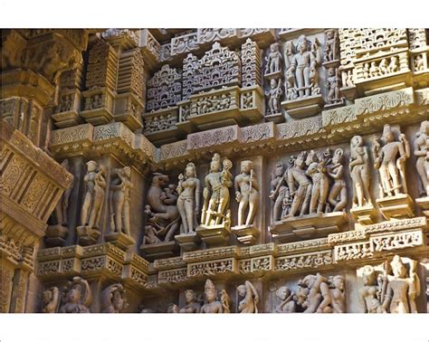 Print Of Artistic Sculptures Of Khajuraho Temples Chhatarpur District