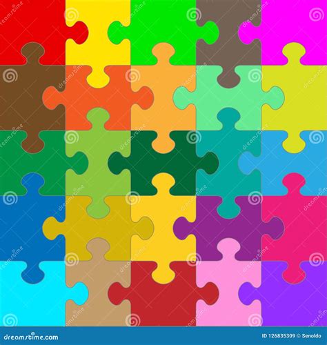 Different Colored Puzzle Pieces Connected Stock Image Cartoondealer