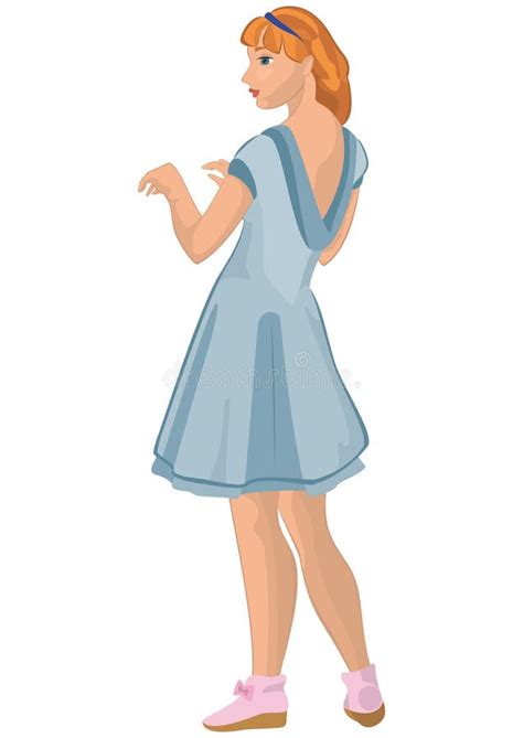 Girl In Blue Dress Vector Stock Vector Illustration Of Character