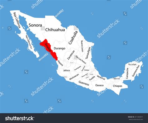 Sinaloa Mexico Vector Map Silhouette Isolated 스톡 벡터로열티 프리 311403971