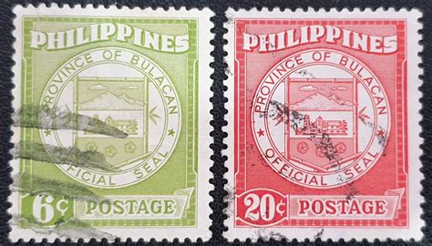 Philippines 1959 A Bulacan Seal Sg8167 Set Of 2 Used Stamps Duzik