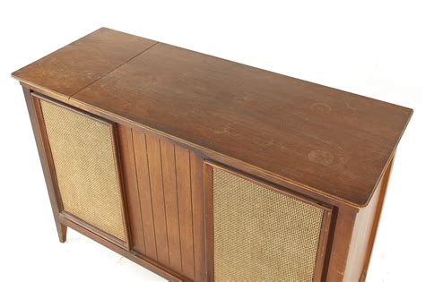 Zenith Mid Century Walnut And Cane Stereo Console Mid Century Modern Furniture Modern Hill