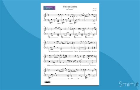 Piano trasncription of 'nessun dorma!' from act iii of giacomo puccini's final opera, turandot. Nessun Dorma (spartito gratis per pianoforte)