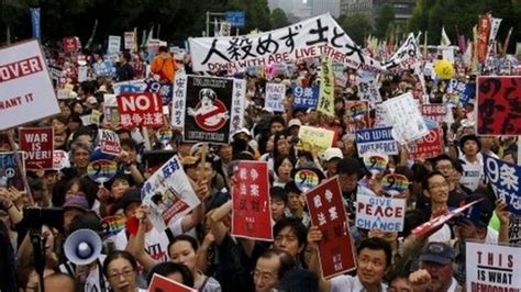 Japan Military Law Changes Draw Protests Bbc News