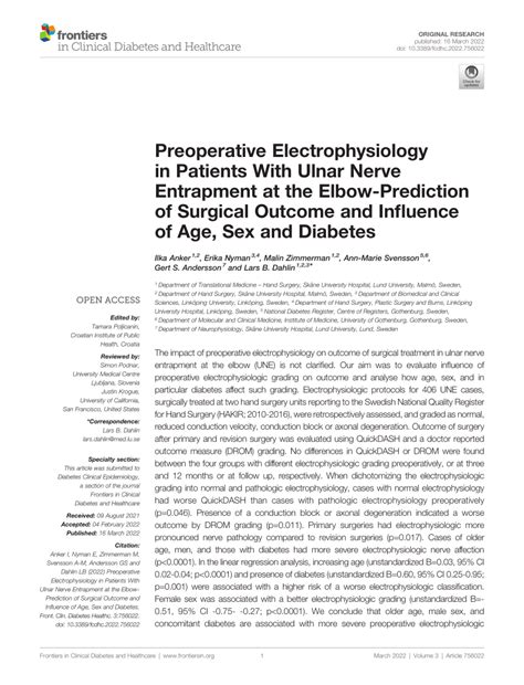Pdf Preoperative Electrophysiology In Patients With Ulnar Nerve