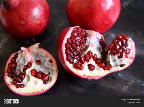 Ripe Red Pomegranates Image And Photo Free Trial Bigstock