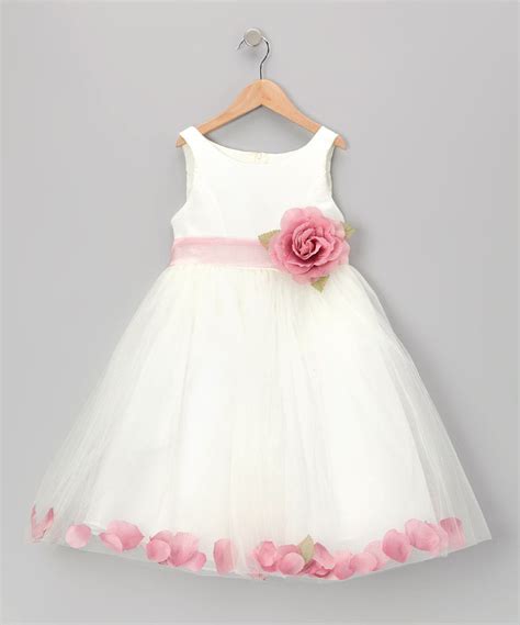 White And Dark Pink Rose Petal Dress Girls Zulily Toddler Girl