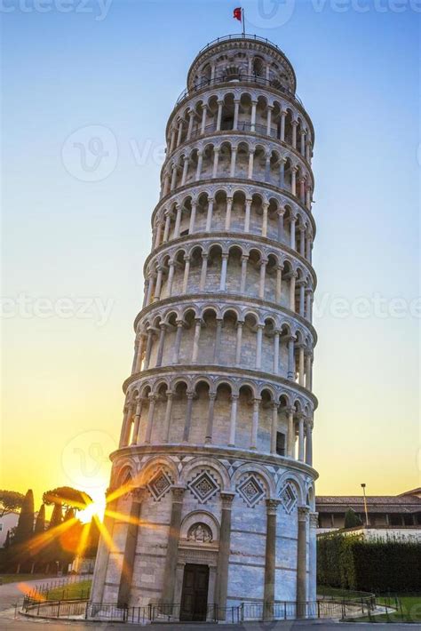 Famous Pisa Leaning Tower At Sunrise 919169 Stock Photo At Vecteezy