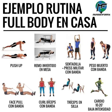 NUTRICION EJERCICIO SALUDs Instagram Post EJEMPLO RUTINA FULL BODY EN CASA Ejercicios
