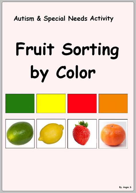 Fruits And Vegetables Sorting By Color Activity Special Education