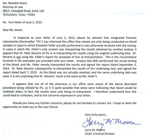 The purpose of such a letter is simply to clarify or explain in more detail, and with additional background, some previous actions you have taken. Texas DWI Gal: Integrated Forensic Laboratories: Who's on ...