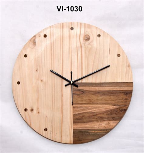 Sri Wood Cream And Brown Vi 1030 Round Wooden Wall Clocks Size 180