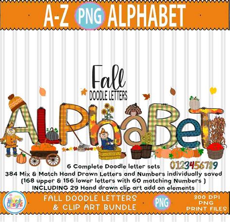 Autumn Letters Alphabet Bundle Fall Doodle Letters Png With Clipart