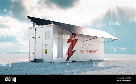 Solar Container Unit 3d Rendering Concept Of A White Industrial Battery Energy Storage