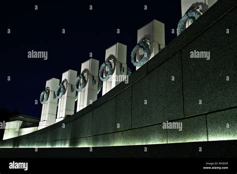 Ww Ii Memorial At Night Stock Photo Alamy