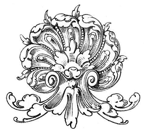 Vintage Ornamental Clip Art Shell With Scrolls The