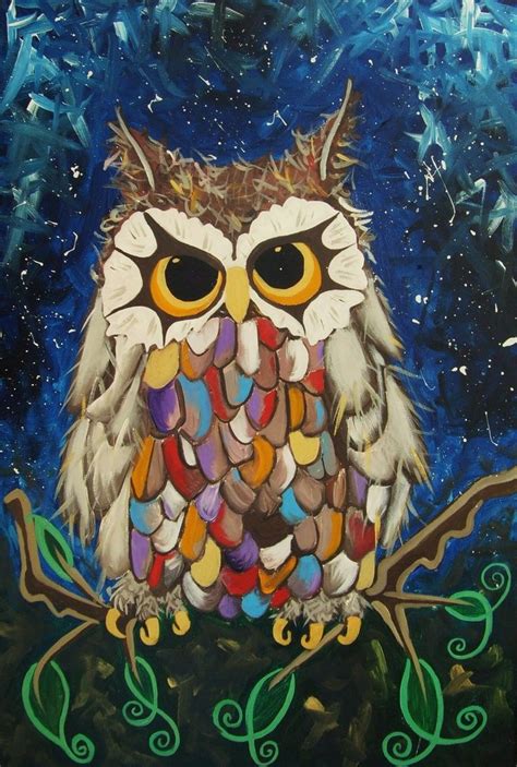 How To Owl Acrylic Original Little Owl Painting A Magical Owl In