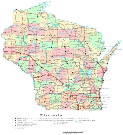 8 Free Printable Map Of Wisconsin With Cities Pdf Download