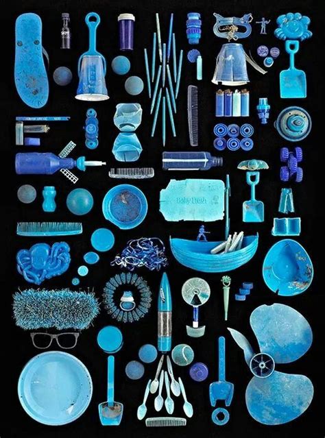 An Assortment Of Blue Items Displayed On A Black Background