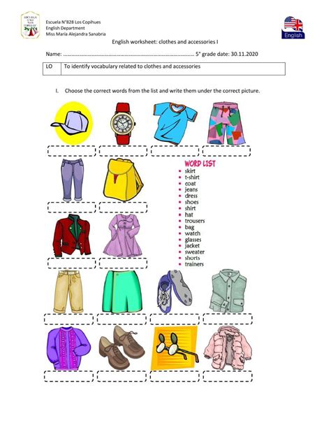 Ejercicio De Clothes And Accesories I Spanish Worksheets Worksheets