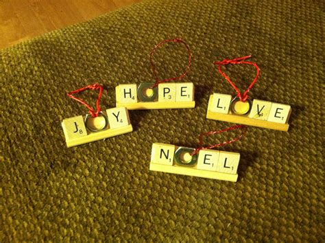 Craft Christmas Ornaments From Scrabble Letters Tiles Washers And