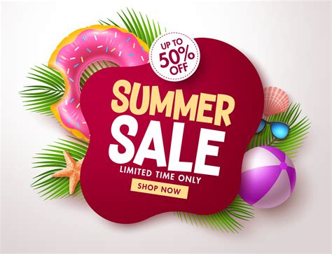 Summer Sale Vector Banner Design Summer Sale Text In Red Blank Space