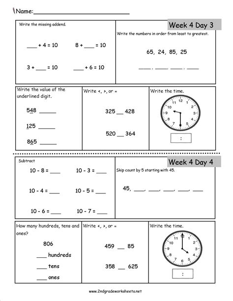 Math Grade 2 Worksheets