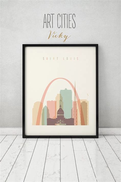 St Louis Art Saint Louis Print Skyline Missouri Cityscape Etsy