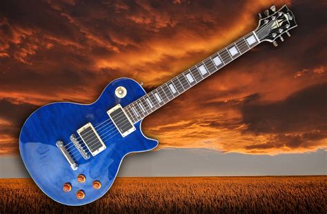 Blue Electric Guitar Papéis De Parede Plano De Fundo Área De Trabalho