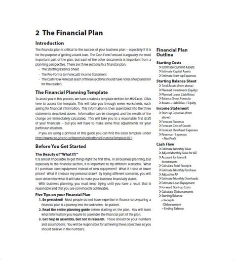 Financial Business Plan Template 18 Word Excel Pdf Format Download