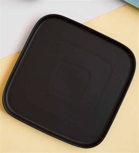 Buy Square Black Inch Ceramic Dinner Plate By Nestasia Online
