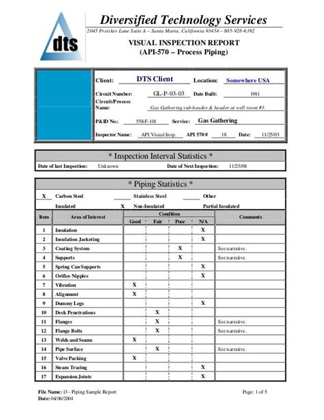 Welding Inspection Report Template 6 Professional Templates