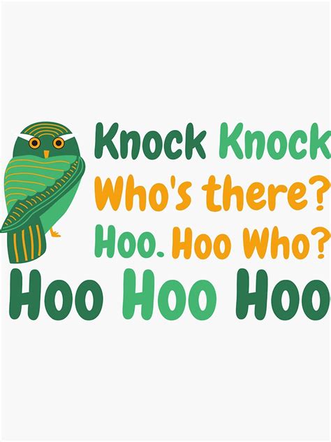 Knock Knock Hoos There Owl Animal Puns Sticker For Sale By