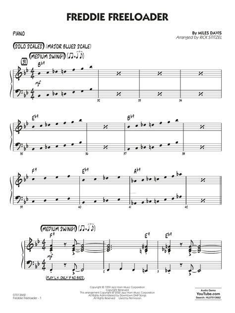 Freddie Freeloader Arr Rick Stitzel Piano Sheet Music Miles