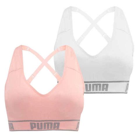Puma Womens Seamless Sports Bra Removable Cups Adjustable Straps