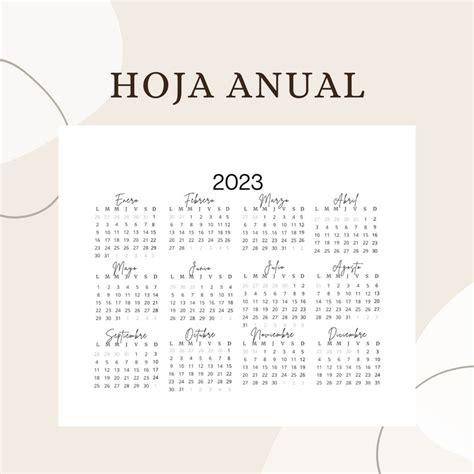 Calendario 2023 Minimalista Con Notas Etsy