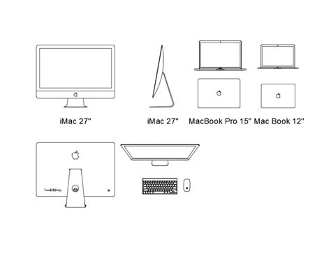 Mac Book Computers Multiple Blocks Design With Keypad Cad Drawing