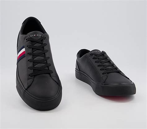 Tommy Hilfiger Corporate Leather Sneakers Black Mono His Trainers