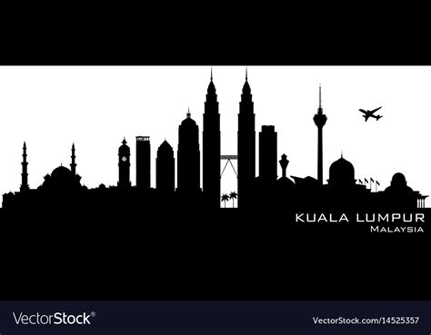 Kuala Lumpur Malaysia City Skyline Silhouette Vector Image