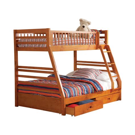 Ashton Twin Over Full 2 Drawer Bunk Bed Honey Domicile Furniture